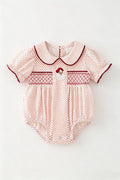 Embroidered Santa and smocked detail baby bodysuit