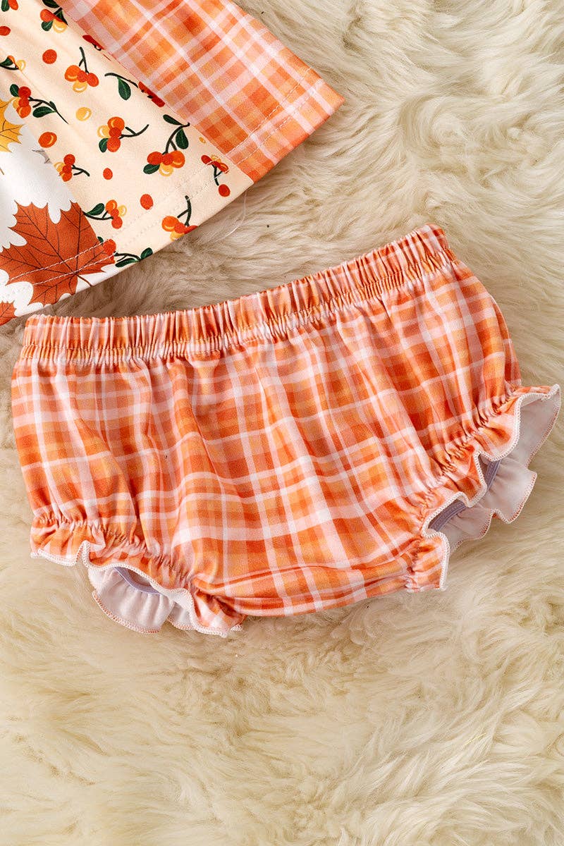 Yellow & Orange plaid baby tunic & baby bloomers.