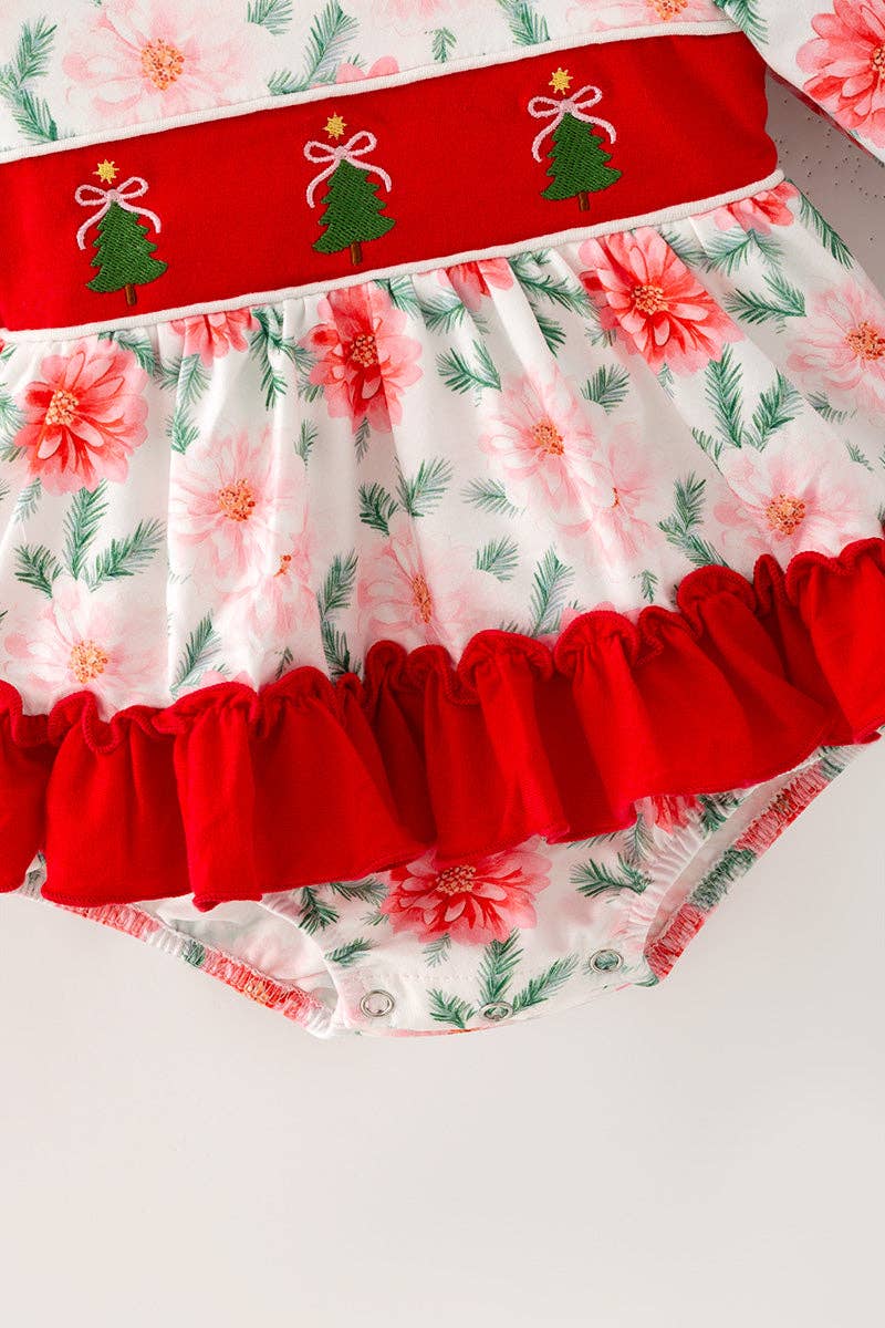 Embroidered Christmas tree baby bodysuit