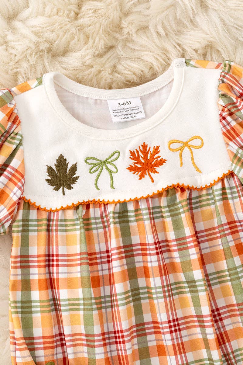Cute autumn embroidered baby romper