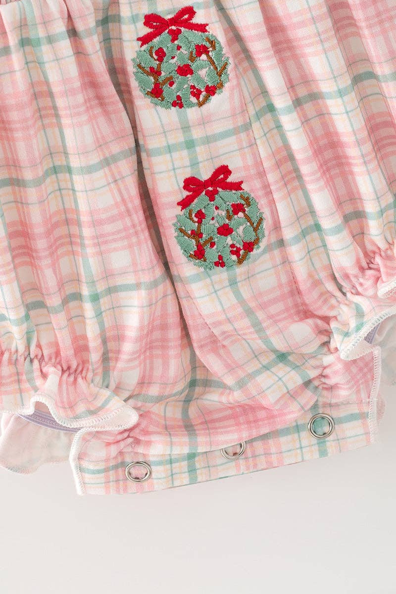 Side ornament baby romper w/ smocked chest detail