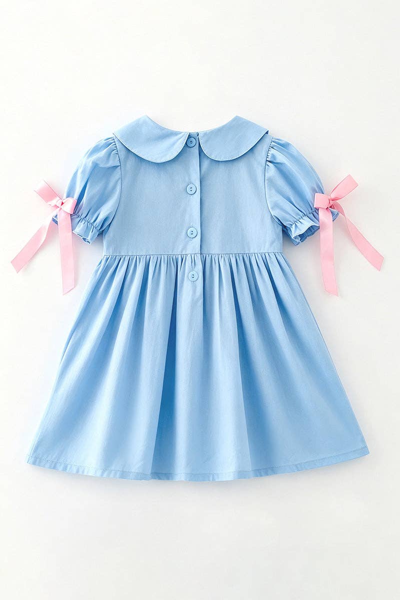 Light Blue smocked dress with bubble sleeves