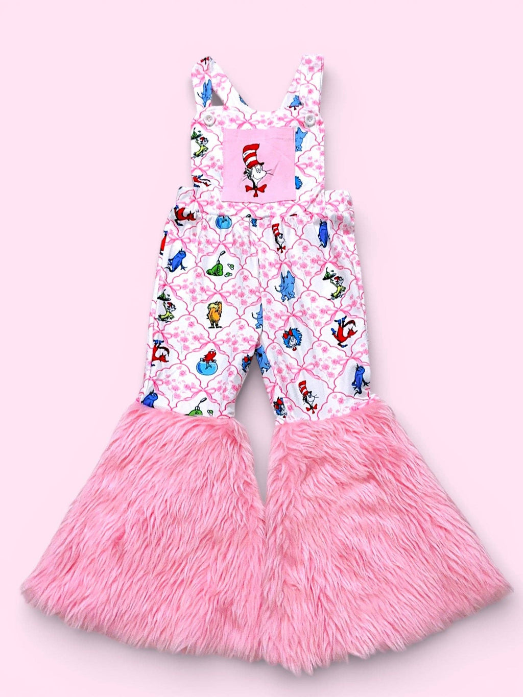 Dr. S multi-printed girls romper with faux fur. PNG50794 JEAN: M