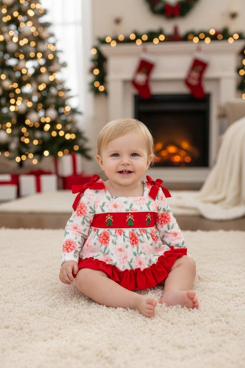 Embroidered Christmas tree baby bodysuit