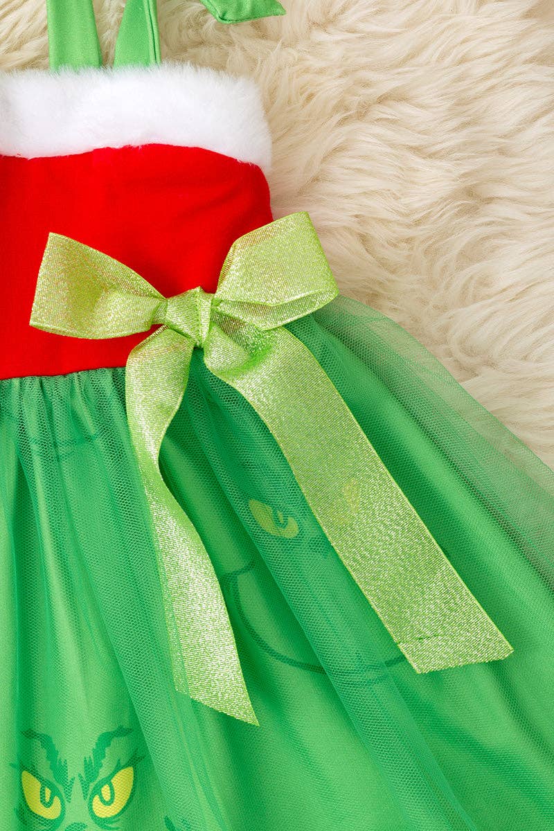 Multi-Christmas character printed girls dress.