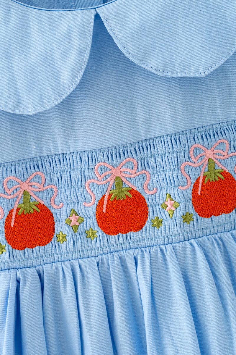 Light Blue smocked dress with bubble sleeves