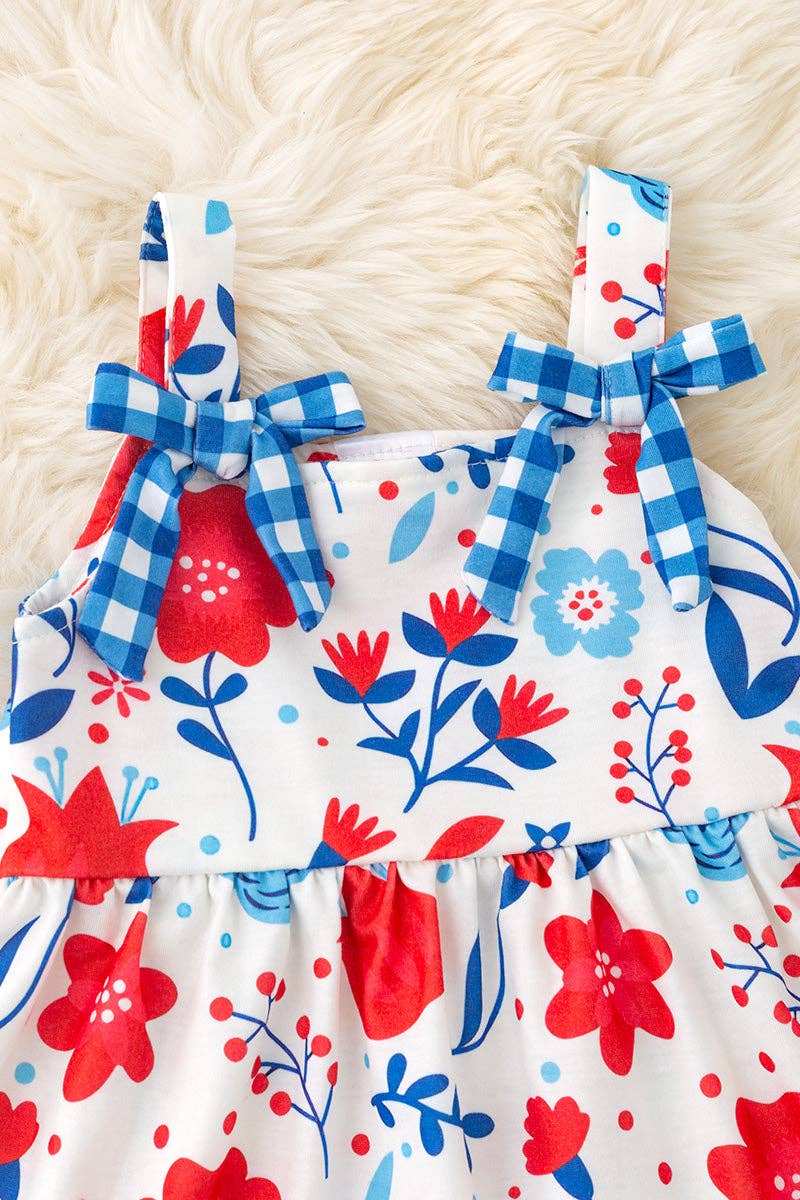 Red floral/ patriotic tunic & gingham shorts. OFG0222 JEAN: 3XL