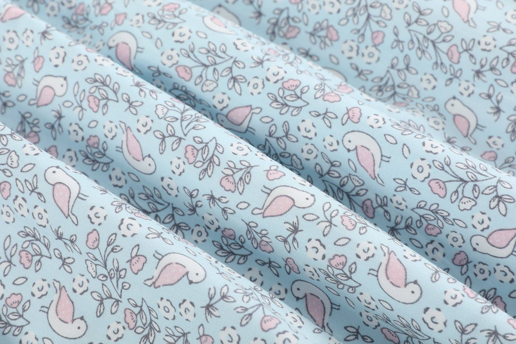 Floral Blue Dove Smocked Collared Dress: