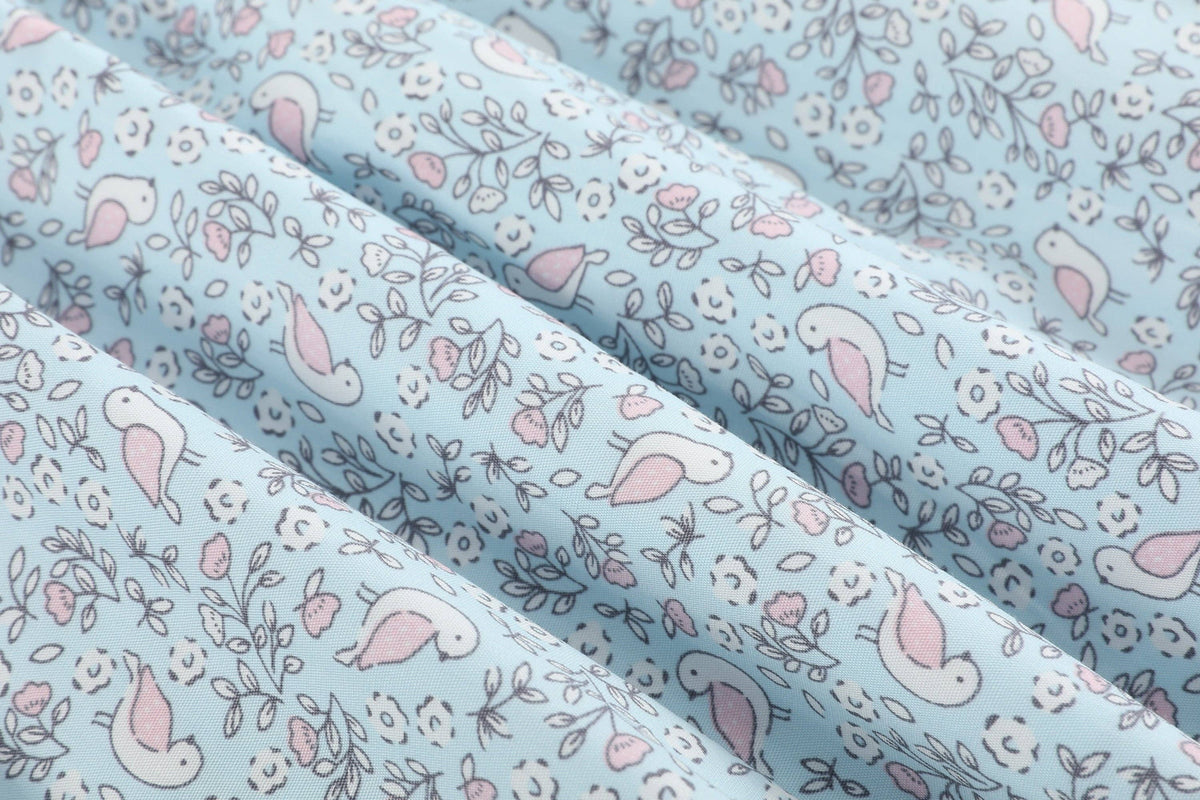 Floral Blue Dove Smocked Collared Dress:
