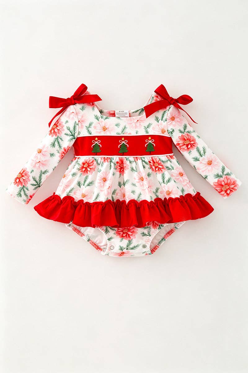 Embroidered Christmas tree baby bodysuit