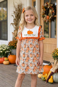 Thankful grateful Blessed" Embroidered dress w/pumpkin print.