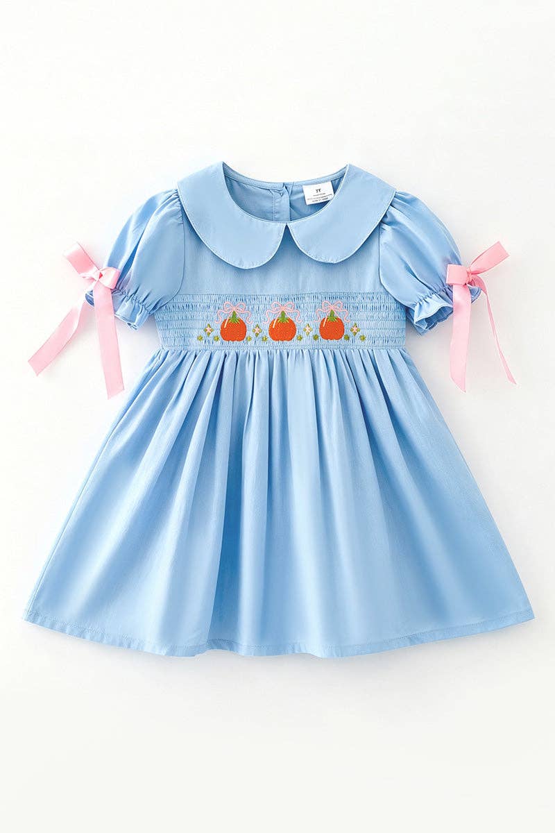 Light Blue smocked dress with bubble sleeves