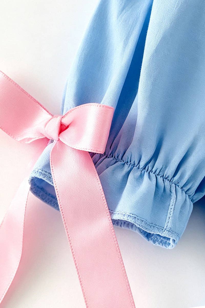 Light Blue smocked dress with bubble sleeves