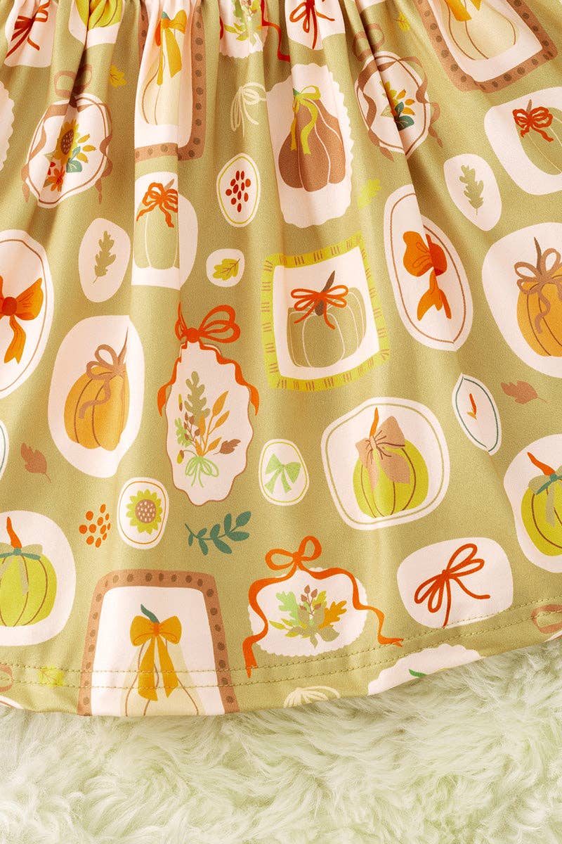 Multi printed pumpkin dress with vest. OFG51759 SOL: L