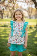 Dr.Seuss printed tunic & ruffle shorts.