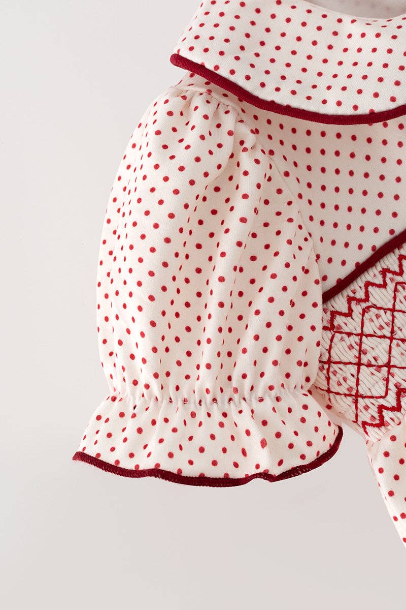 Embroidered Santa and smocked detail baby bodysuit