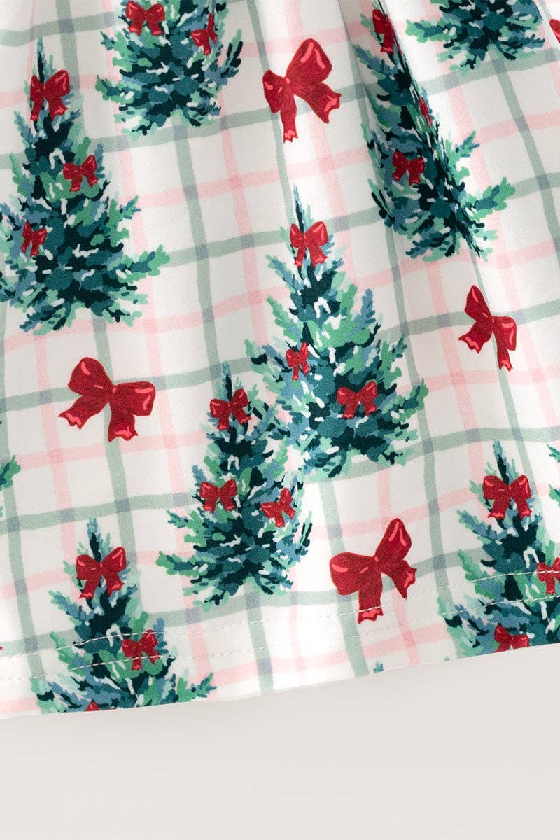 "Oh Christmas tree" Christmas tree printed tunic and red bloomers.