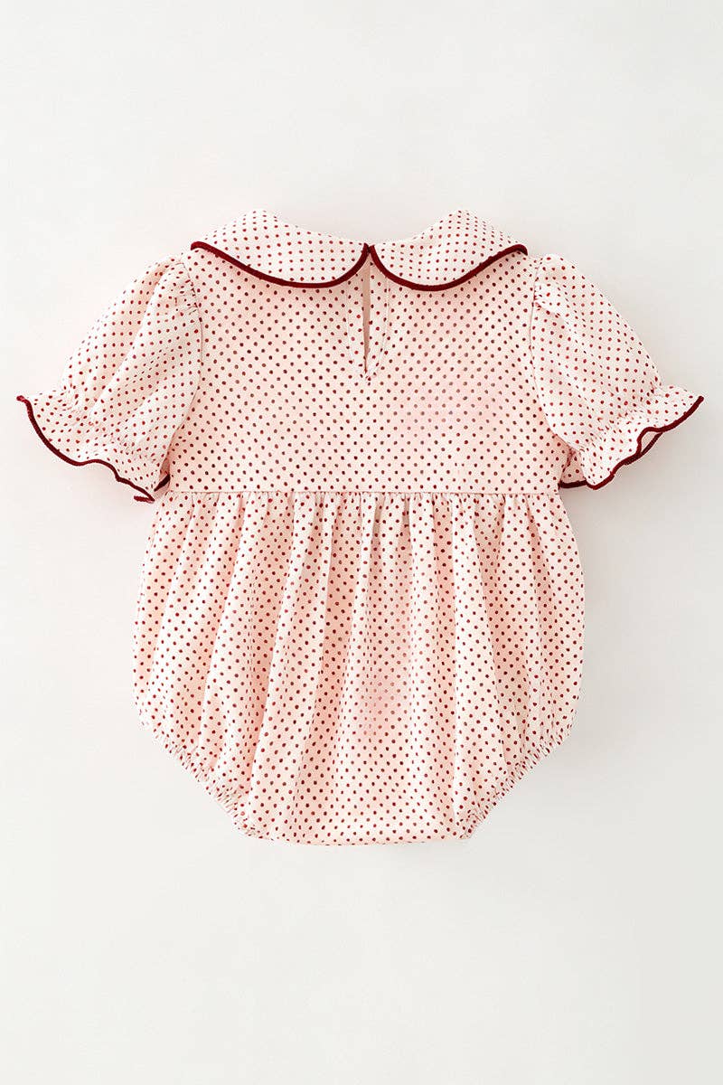 Embroidered Santa and smocked detail baby bodysuit
