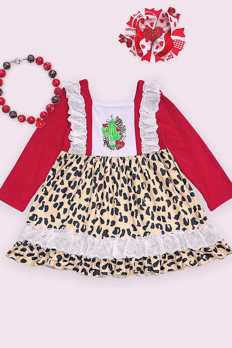 💖CACTUS & HEART PRINTED DRESS WITH EMBROIDERED DETAIL