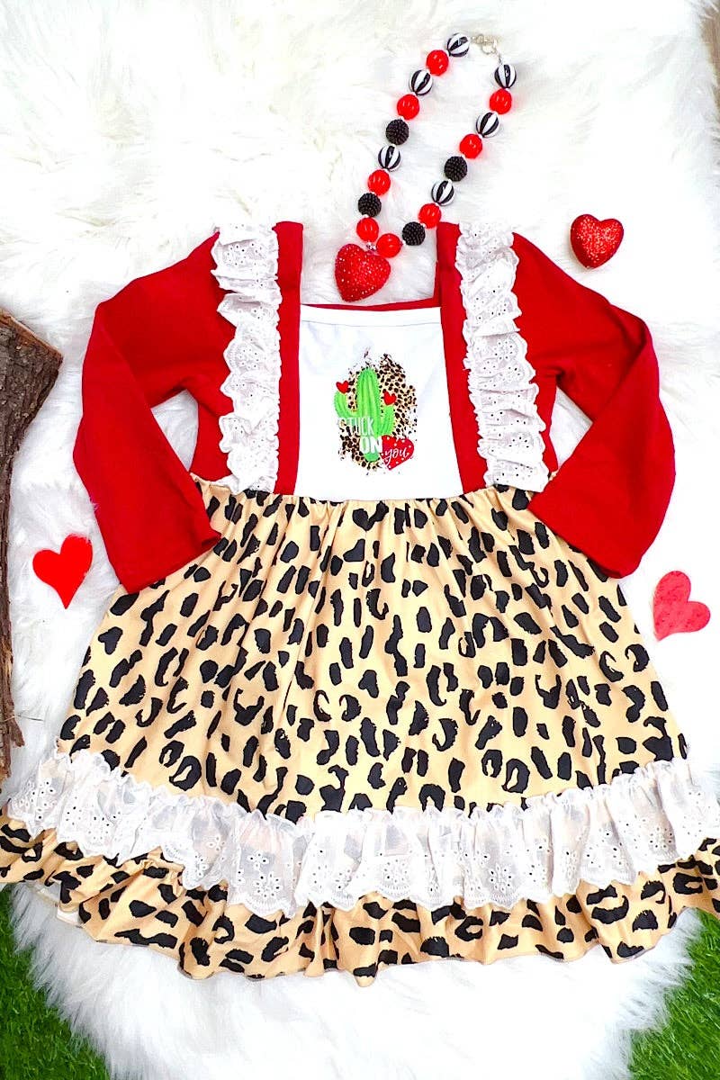 💖CACTUS & HEART PRINTED DRESS WITH EMBROIDERED DETAIL