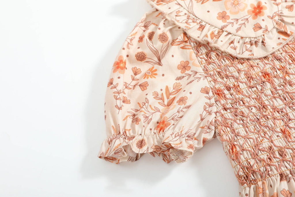 Brown Floral Collared Dress: 4T